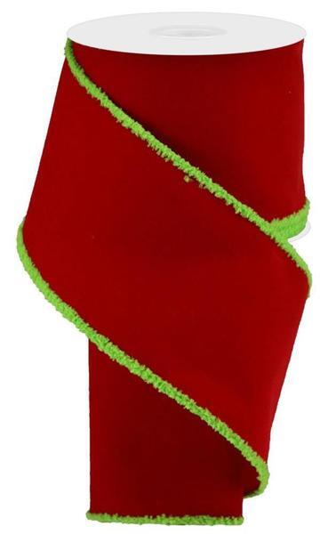 Red swiss dot wired skinny wired ribbon, 7/8'' - Greenery Market
