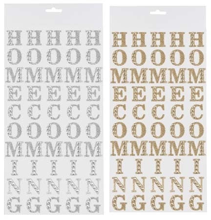 1 HOMECOMING sticker letters with glitter & bling 5 repeats per card